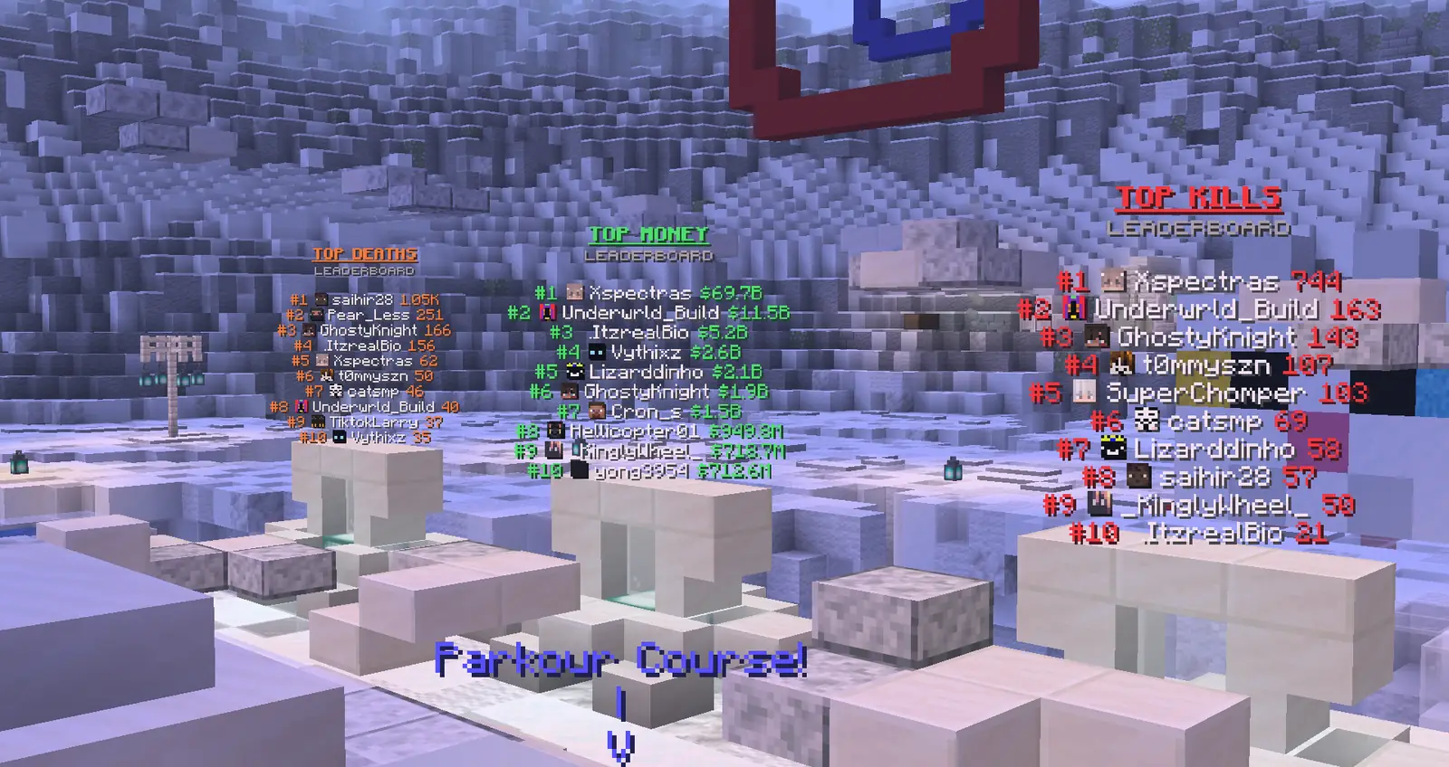 Leaderboards at CatSMP spawn